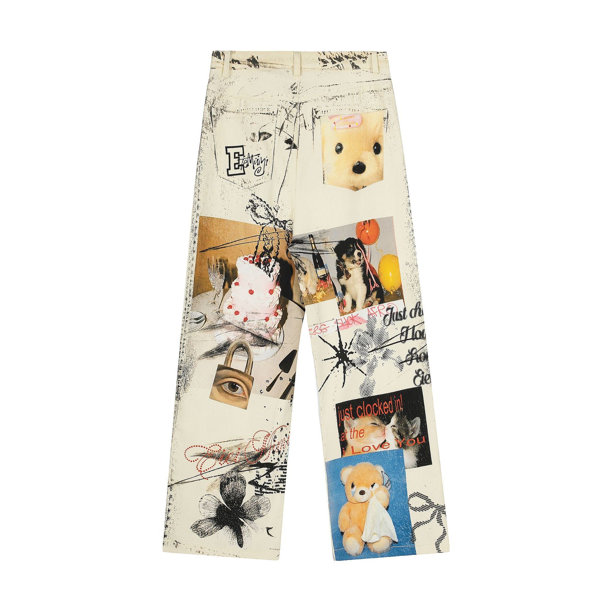 Zwoyren Whimsical Collage Statement Pants