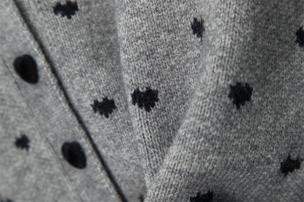Zwoyren Heart Polka Dot Ribbon Cardigan