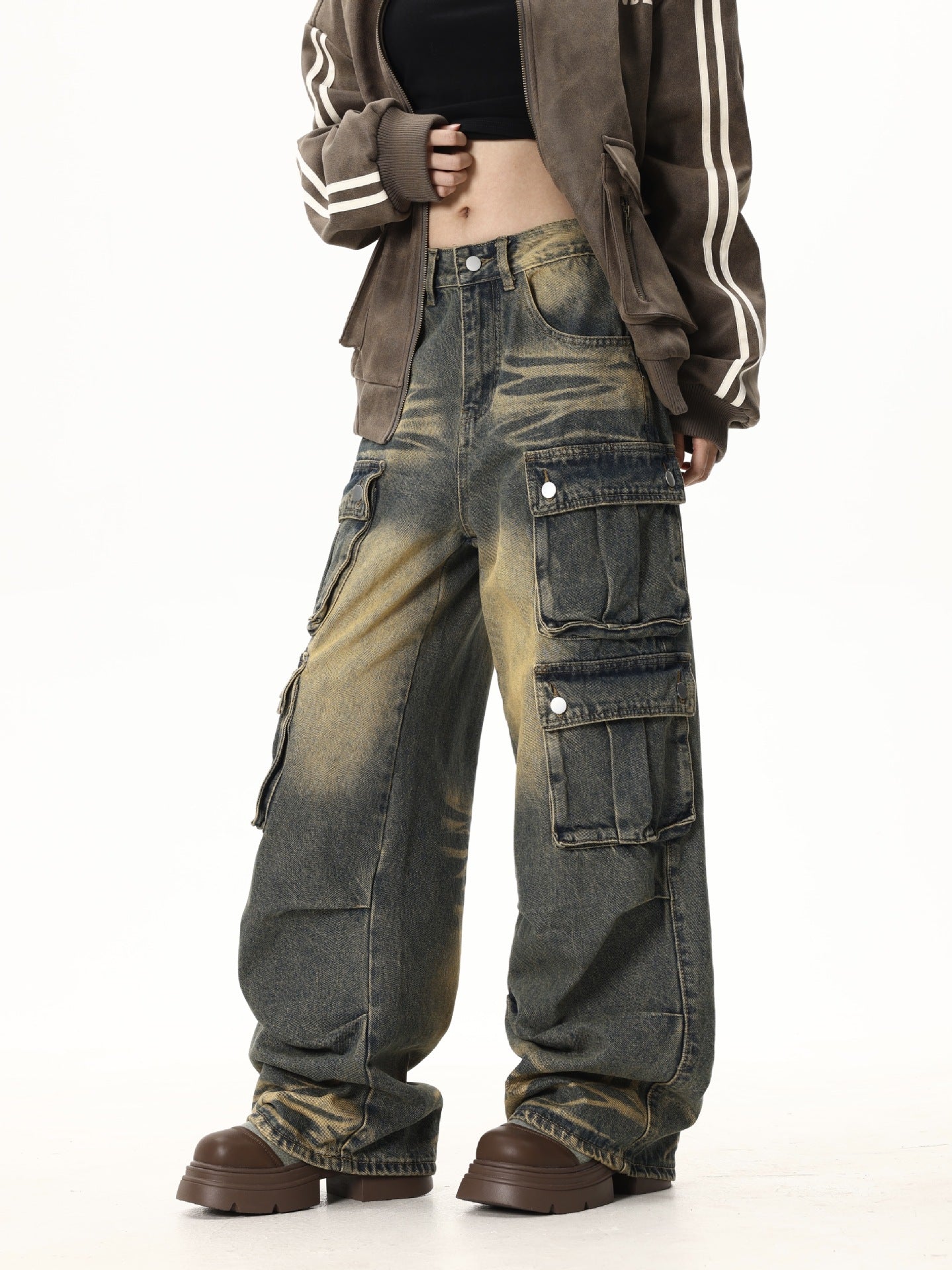 Zwoyren Old Denim Cargo Trousers