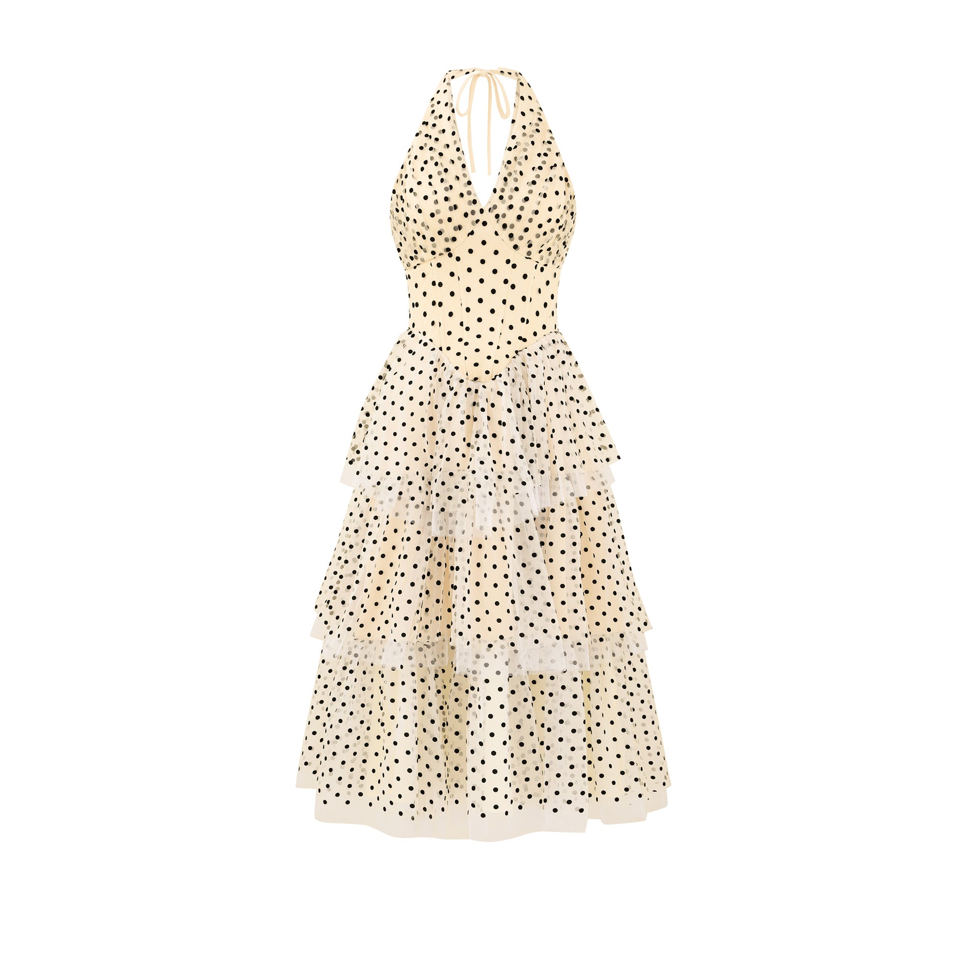 Zwoyren Elegant Polka Dot Tiered Dress