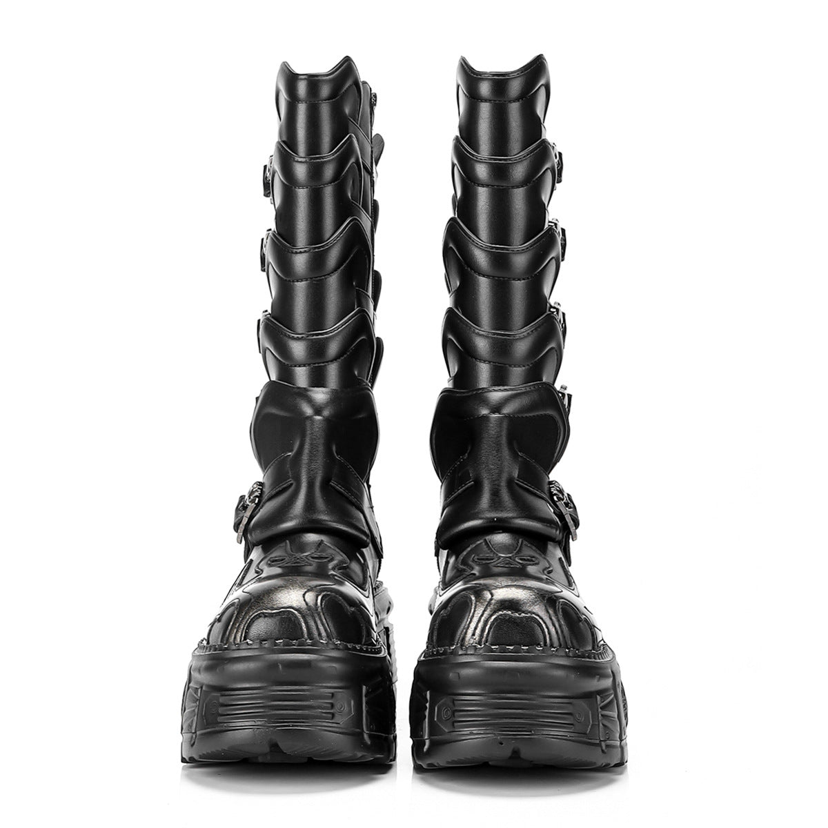 Zwoyren Skull Buckle Platform Boots