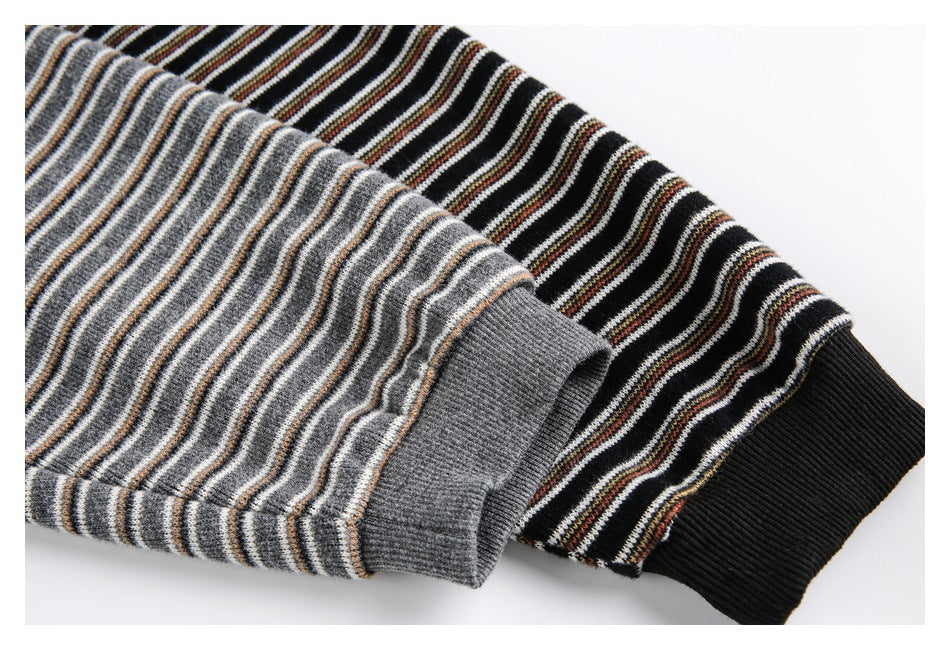 Zwoyren Retro Stripe Polo Sweatshirt