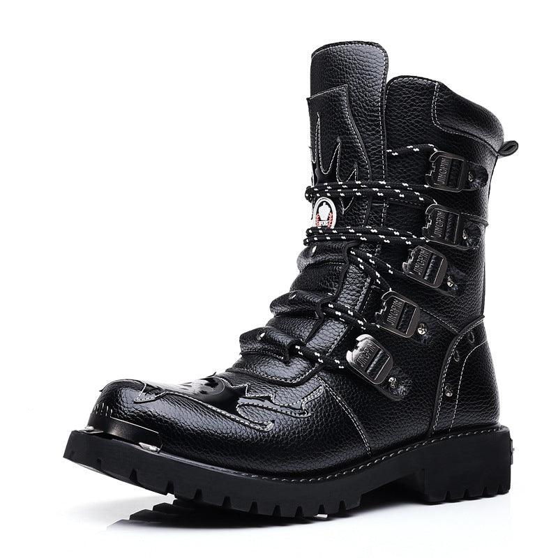 Heavy Duty Black Leather Ranger Boots 