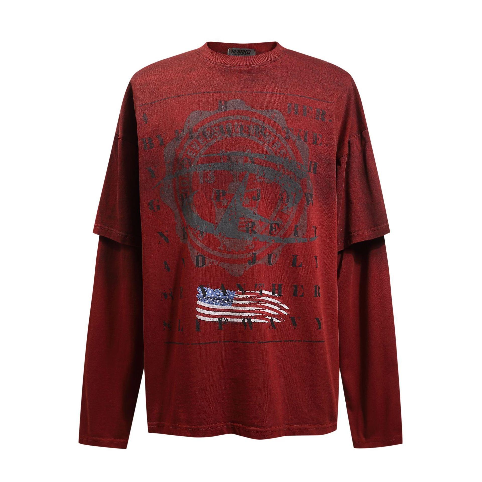 American Street Trend Loose Long-Sleeved T-shirt