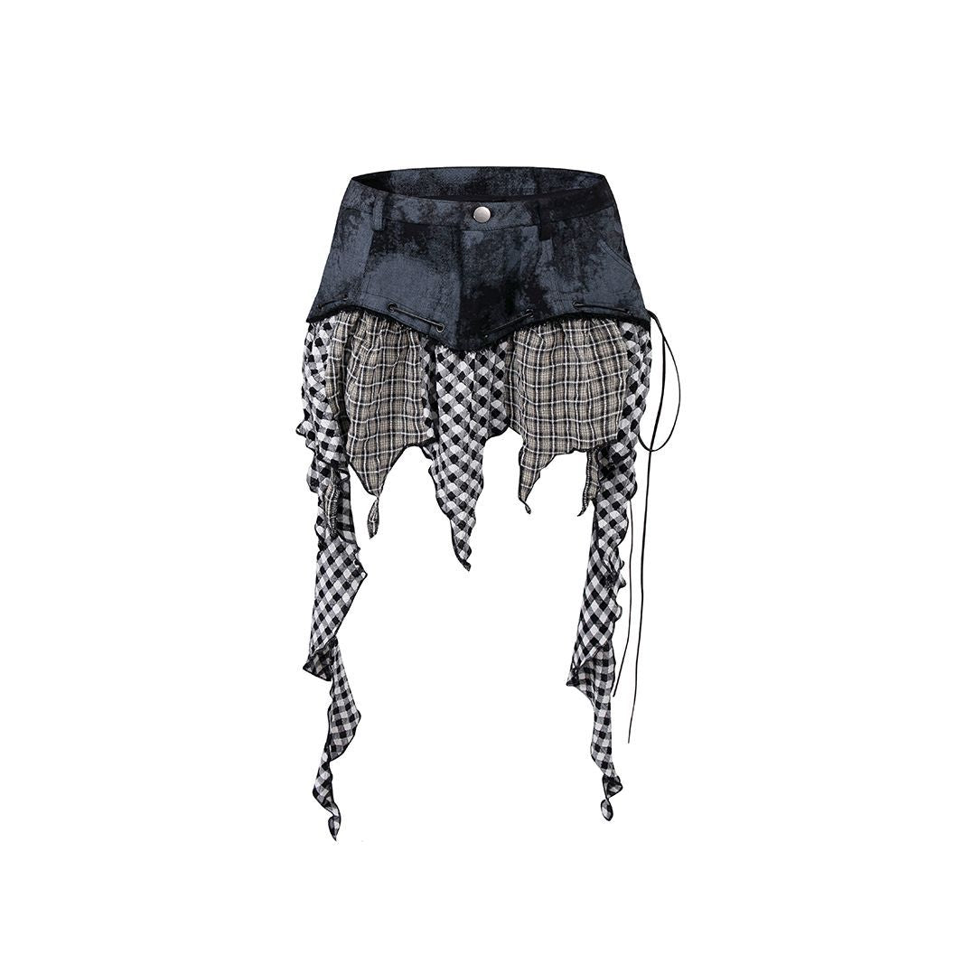 Zwoyern Irregular Plaid Patchwork Skirt