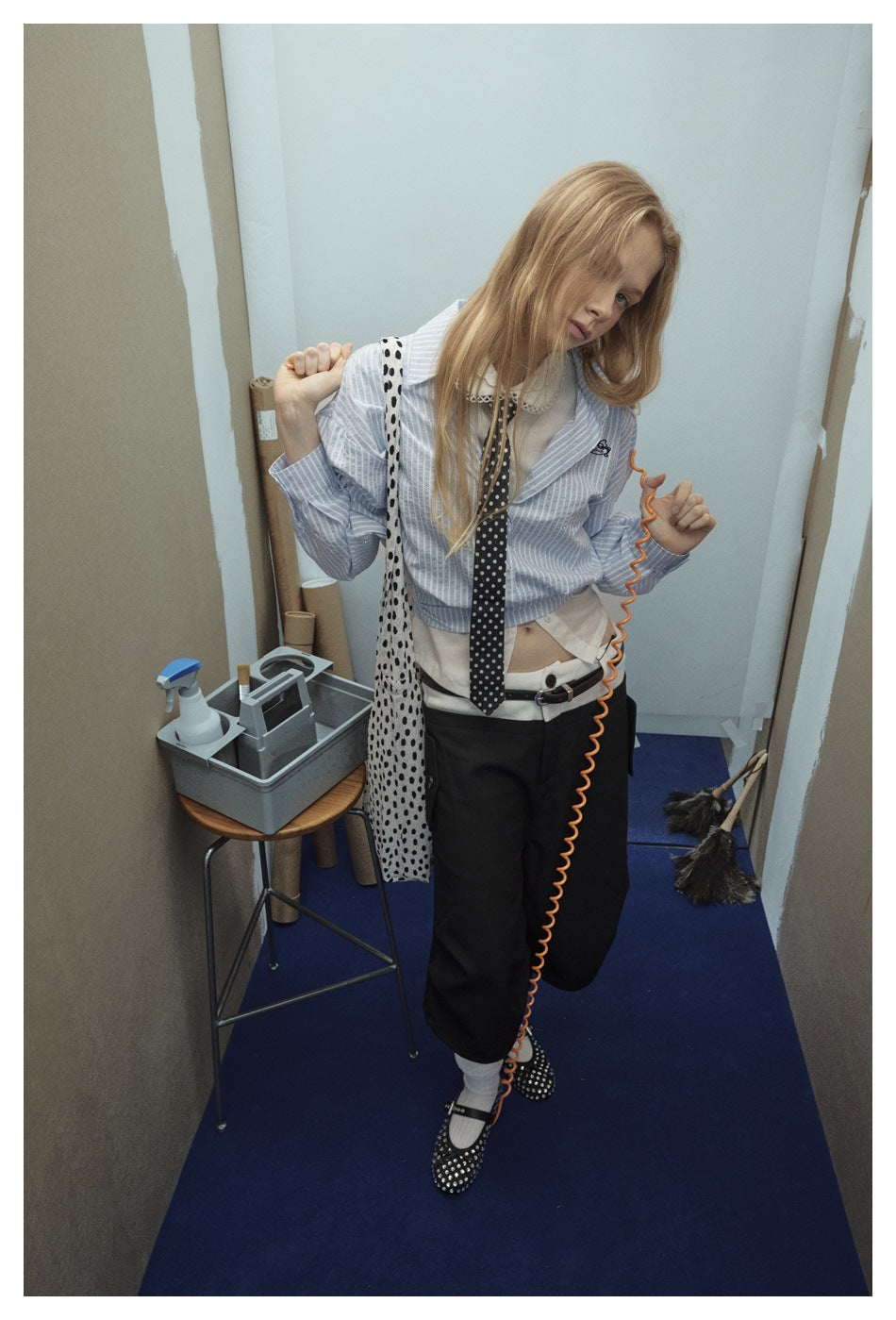 Zwoyren Cropped Striped Shirt