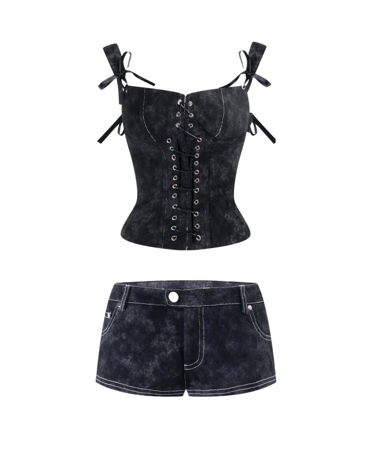 Zwoyren Grommet Detail Corset Set
