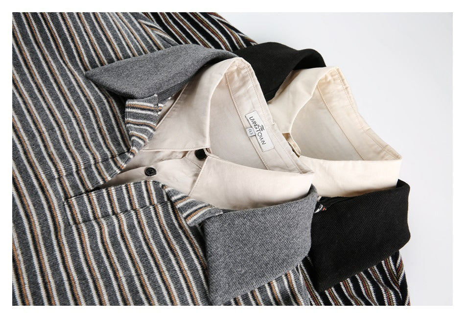 Zwoyren Retro Stripe Polo Sweatshirt