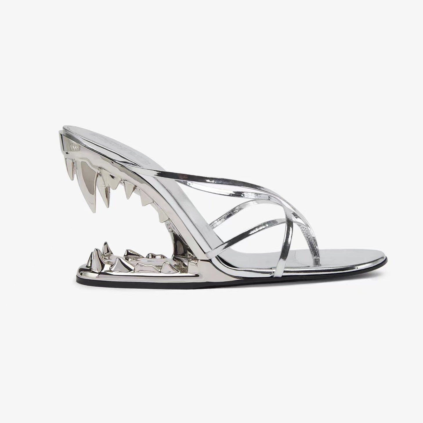 Metallic Pointed Heel Sandals