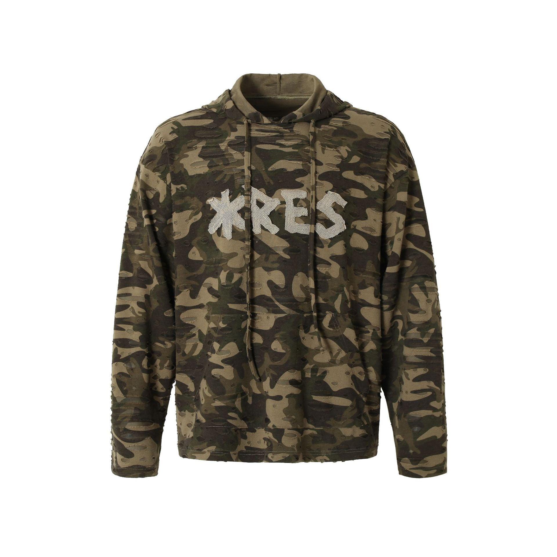 Zwoyren Distressed Camouflage Hoodie