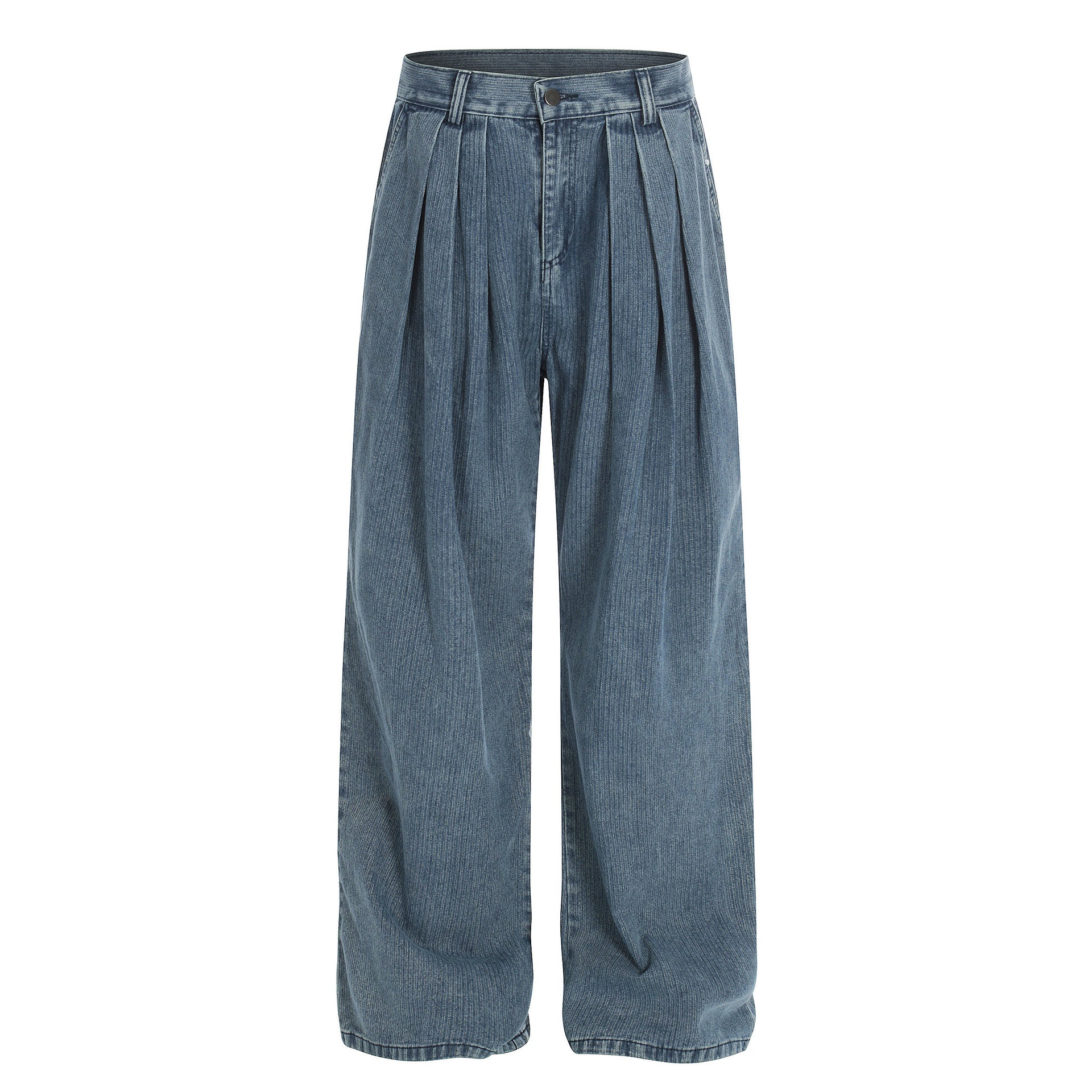 Zwoyren High Waist Pleated Wide Leg Jeans