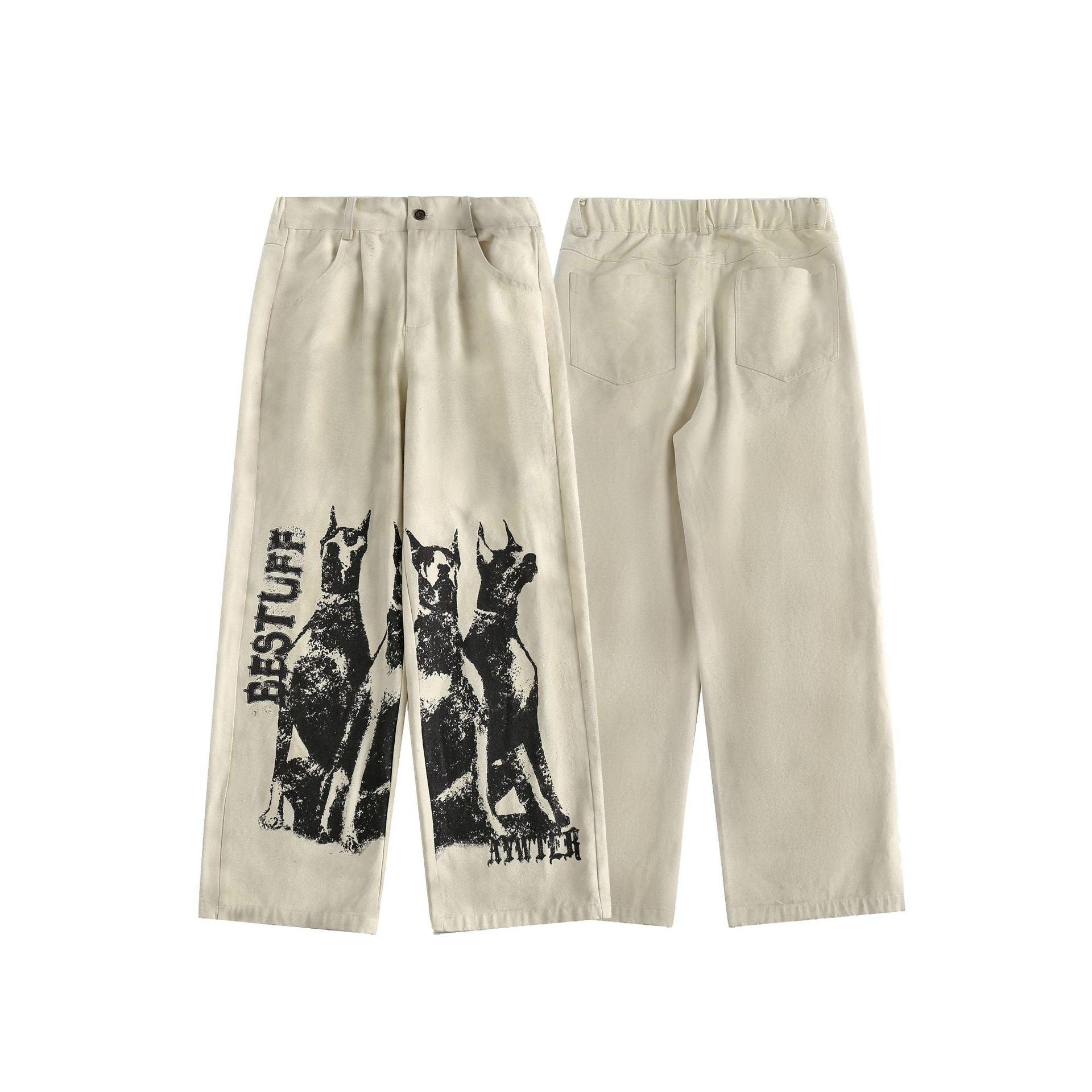 American Retro Distressed Graffiti Pant