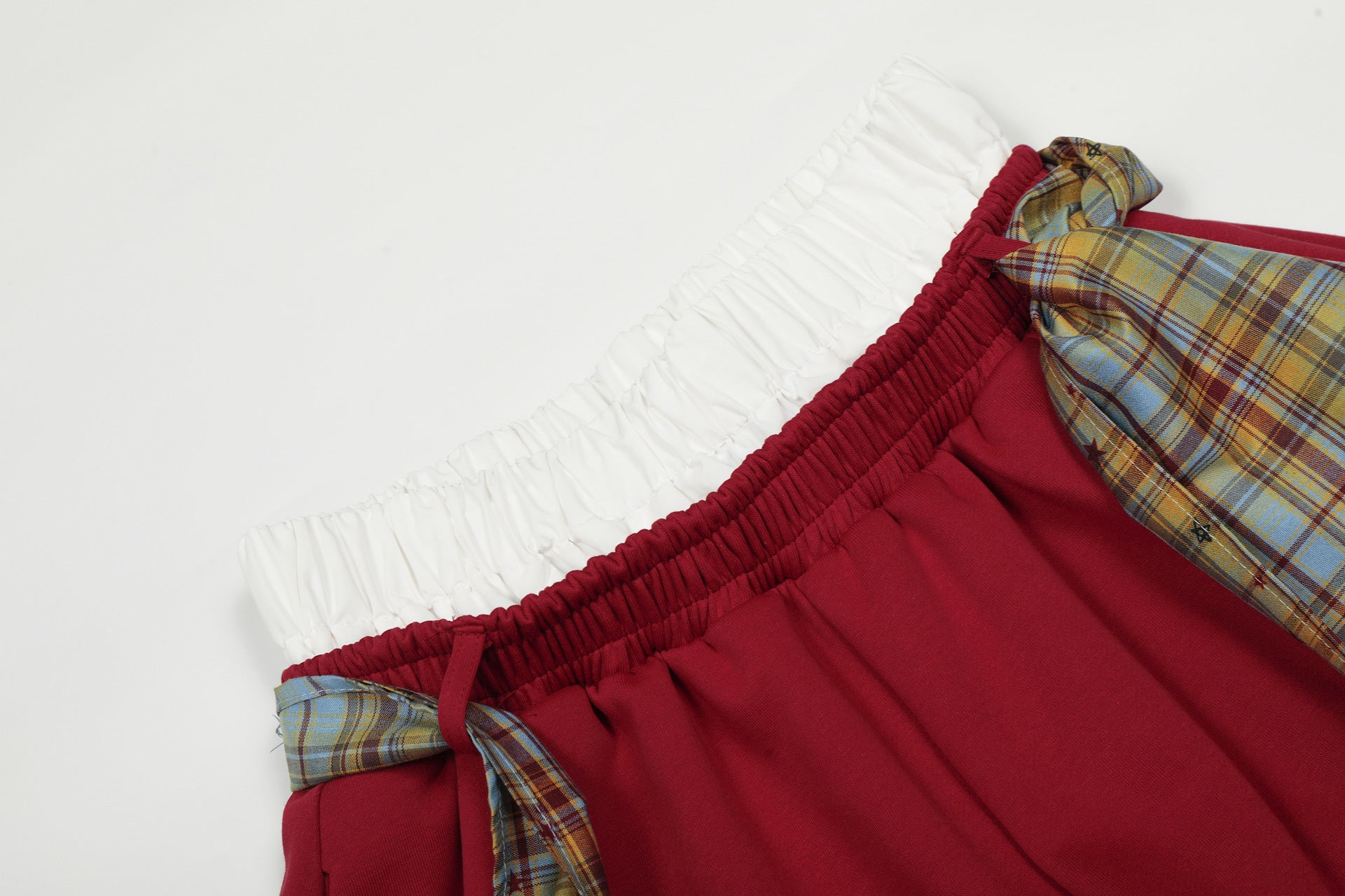 Zwoyren Layered Plaid Double Waist Super Baggy Barrel Sweatpants