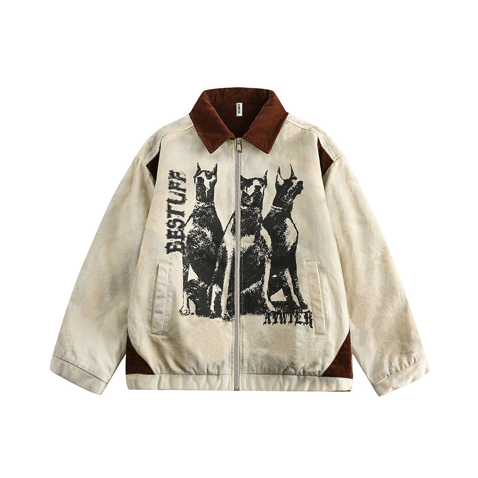 Zwoyren Washed Doberman Printed Jacket