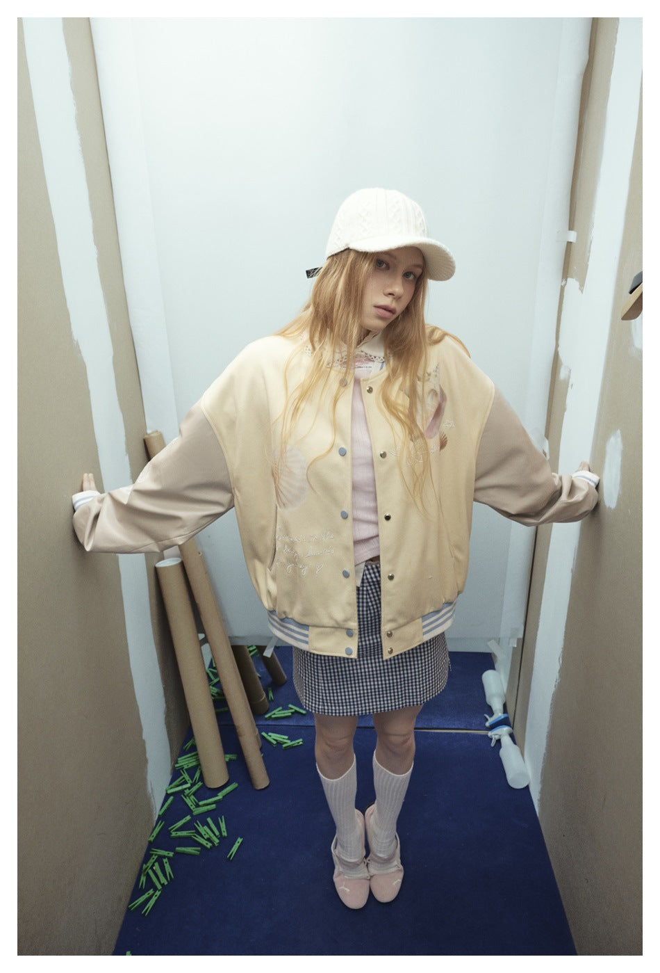 Zwoyren Seashell Graphic Varsity Jacket