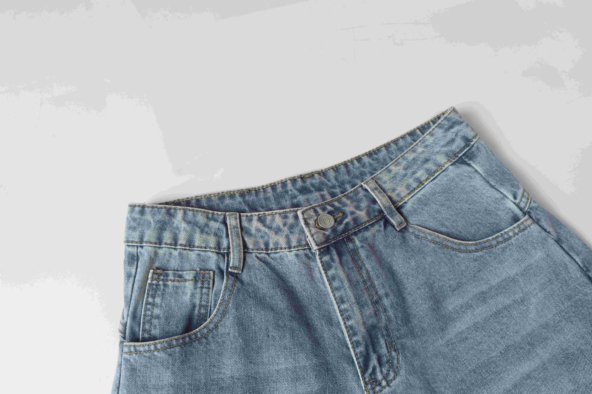 Zwoyren Washed Distressed Longline Barrel Jorts
