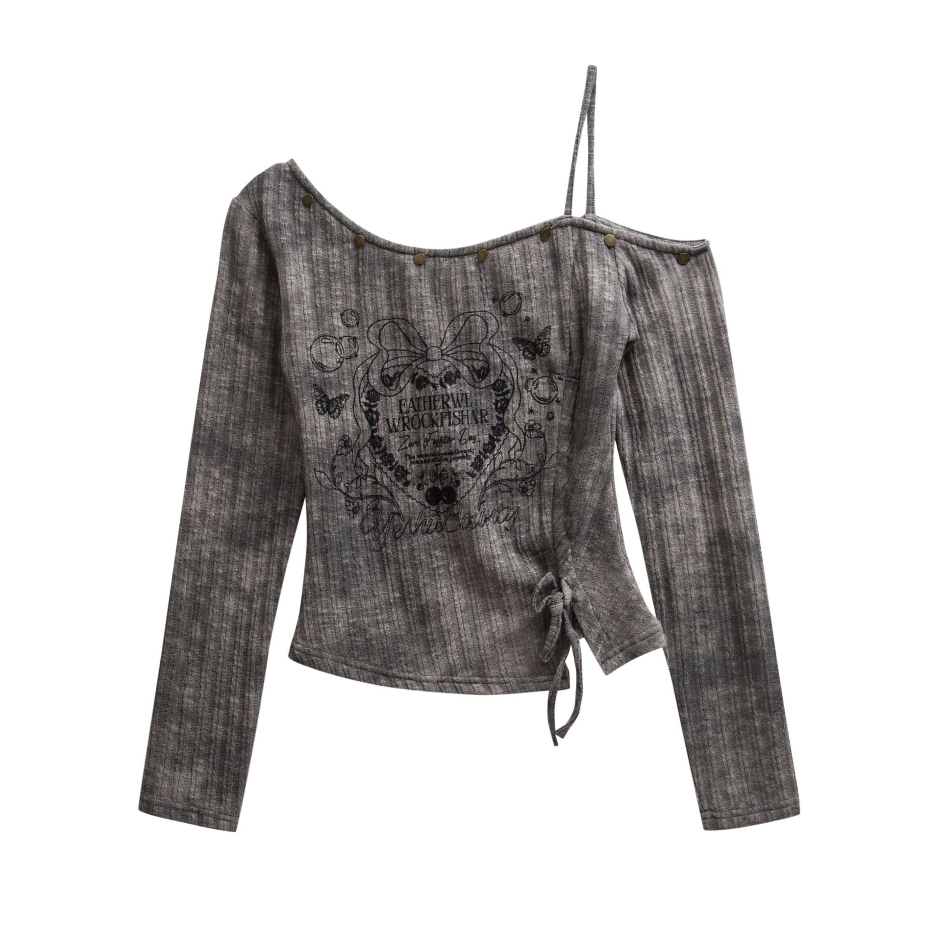Zwoyren Long Sleeve Cold Shoulder Knit Top