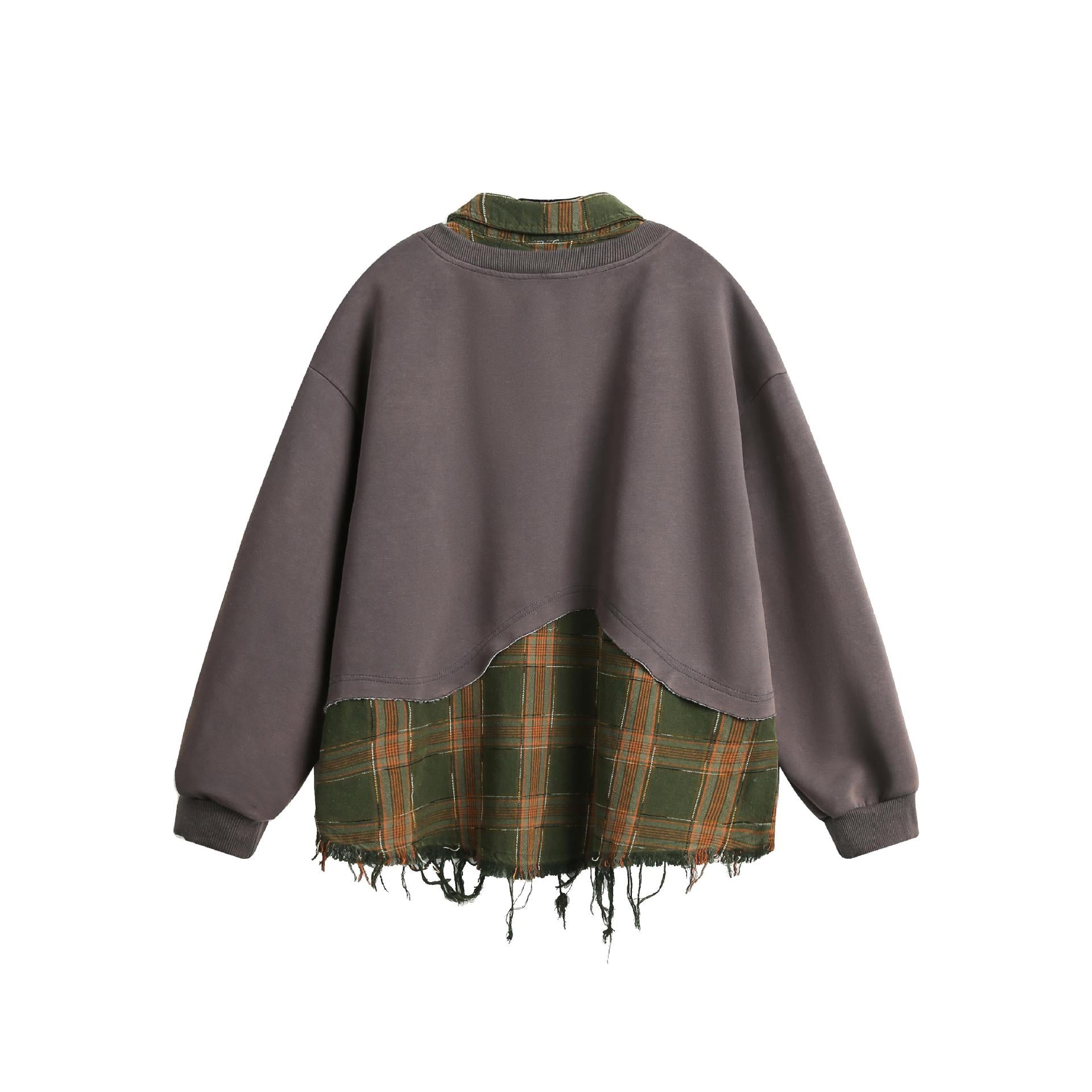 Zwoyren Layered Plaid Sweatshirt
