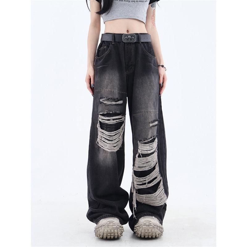 Distressed Design Loose Jeans