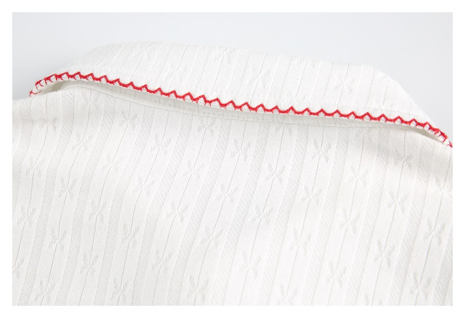 Zwoyren Ribbed Cropped Polo Top