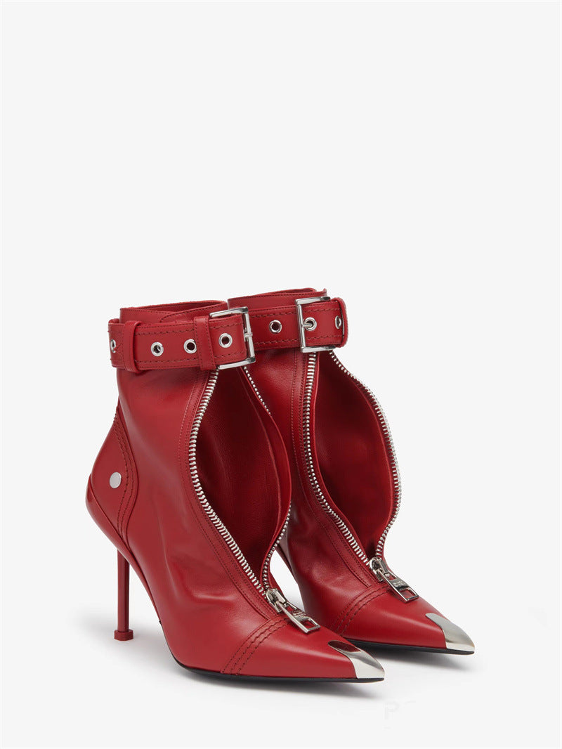 Buckled Pointed-Toe Stiletto Heels