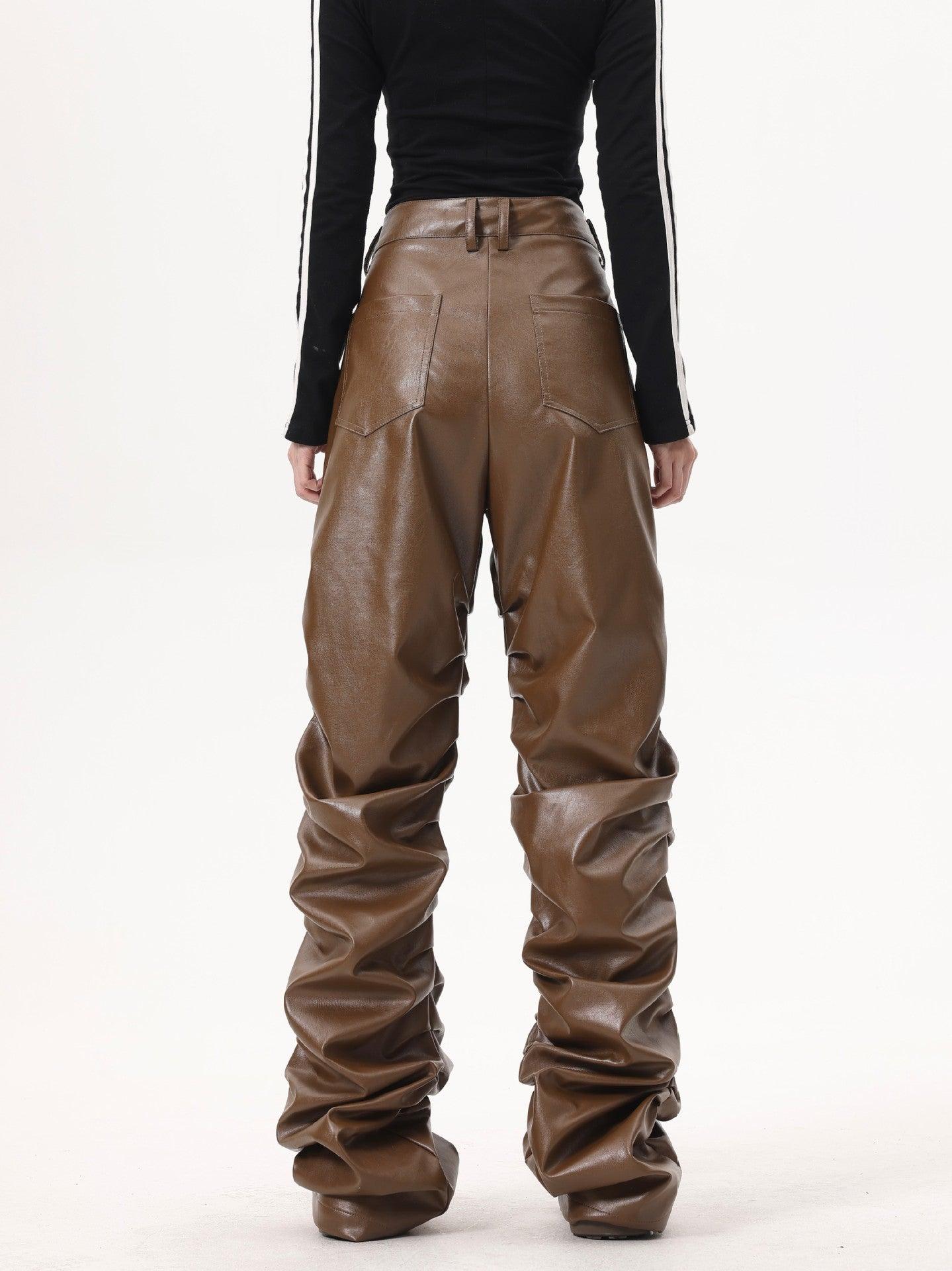 Brown Shiny PU Leather Pant