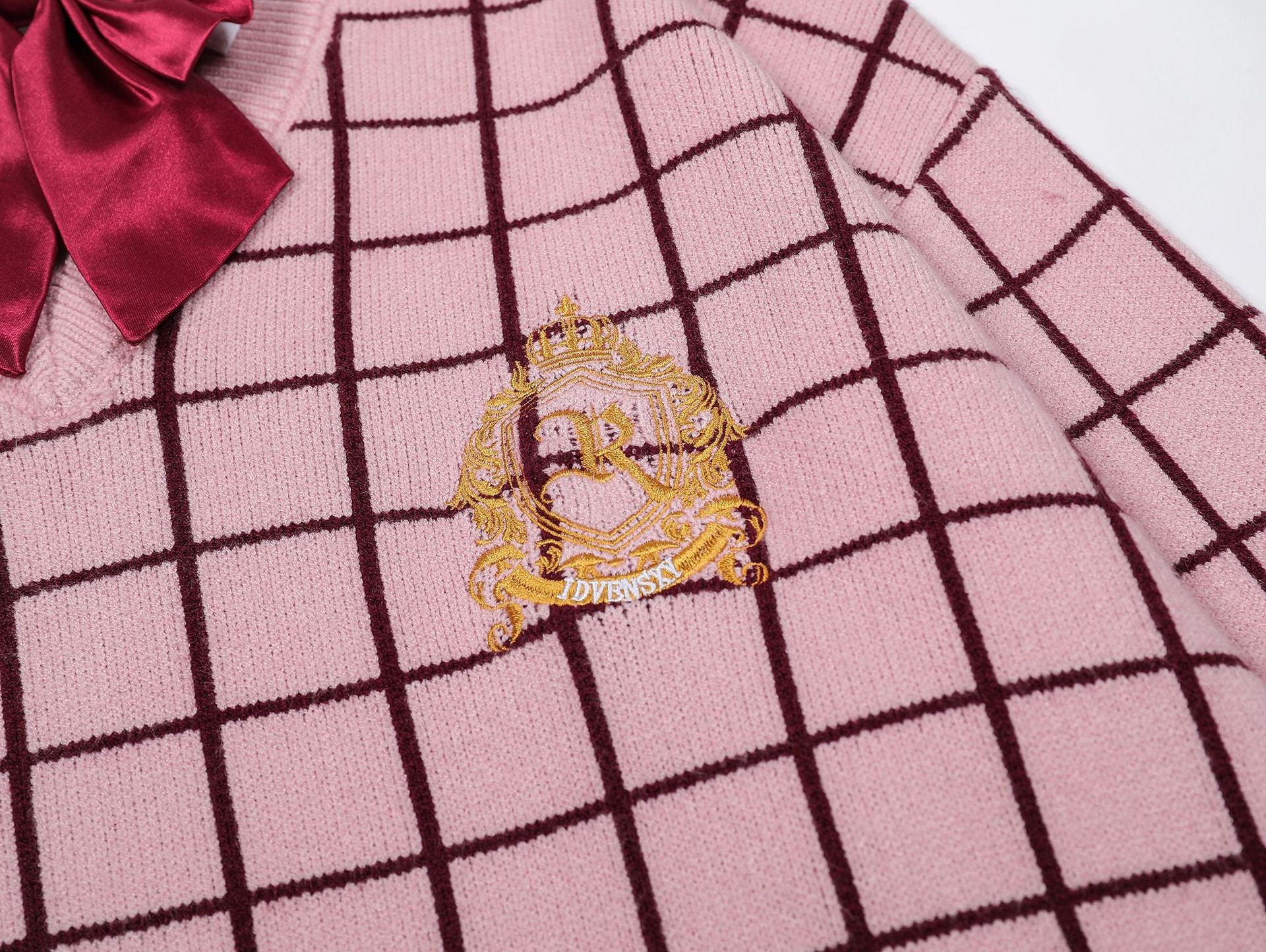 Zwoyren Plaid Pink Sweater and Bow Shirt