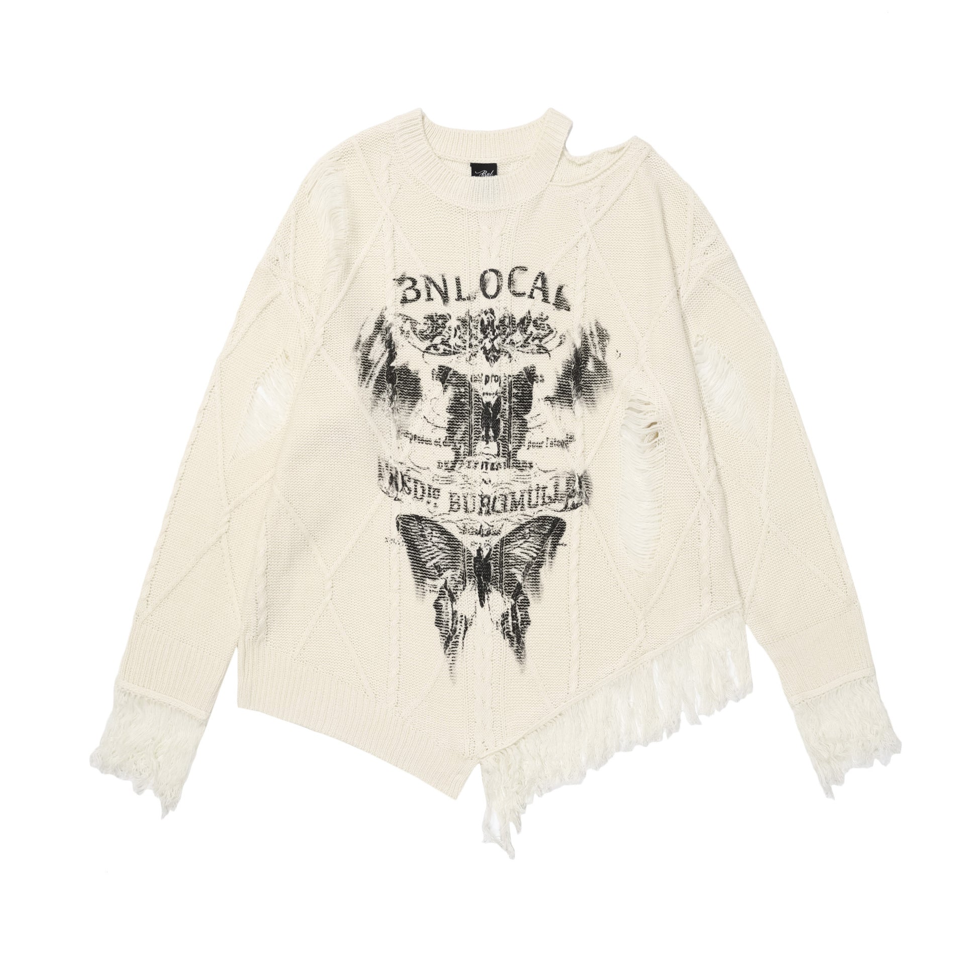 Zwoyren Butterfly Distressed Knit Sweater