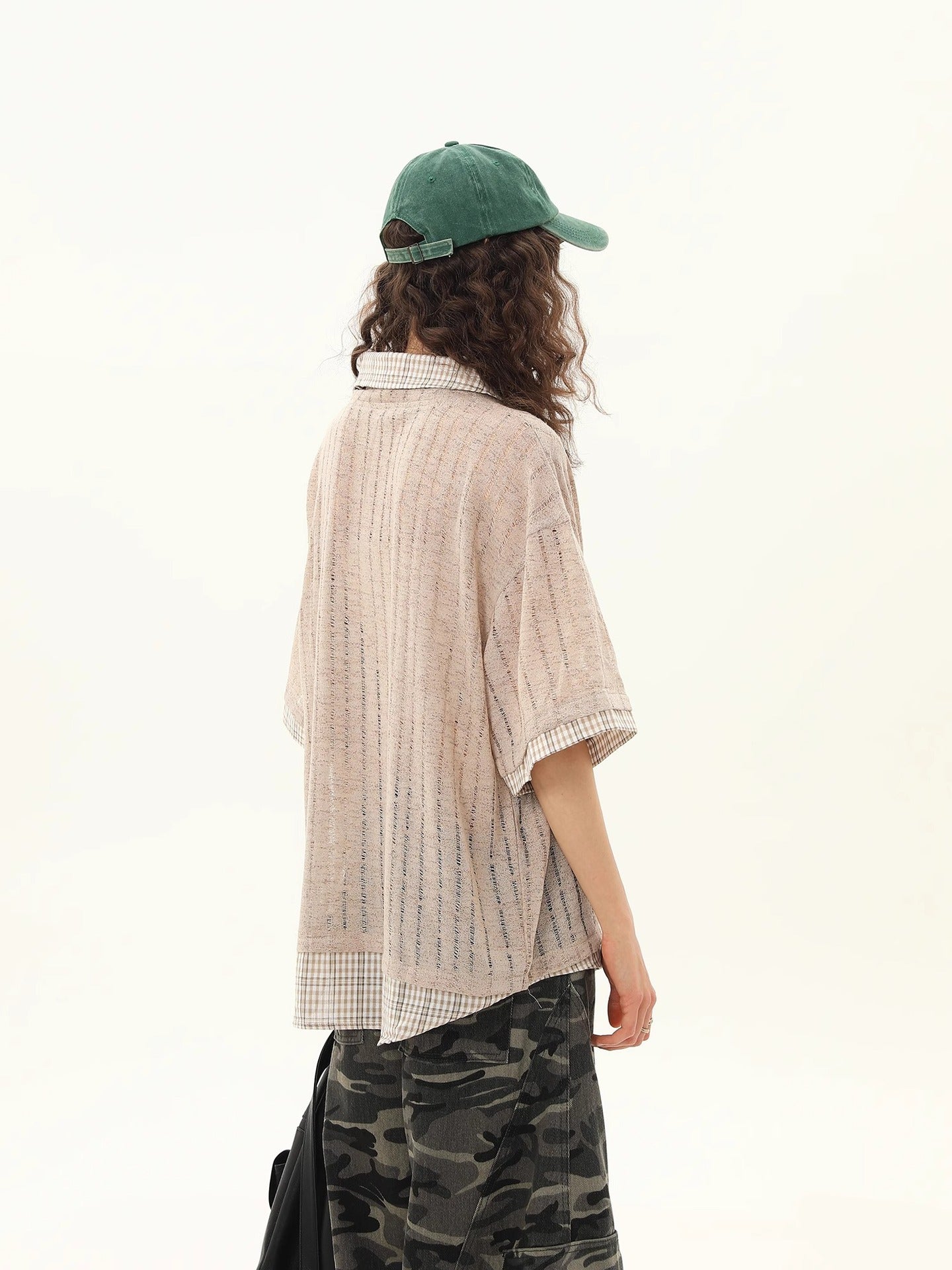 Zwoyren Vintage Faux-Layered Plaid Tee
