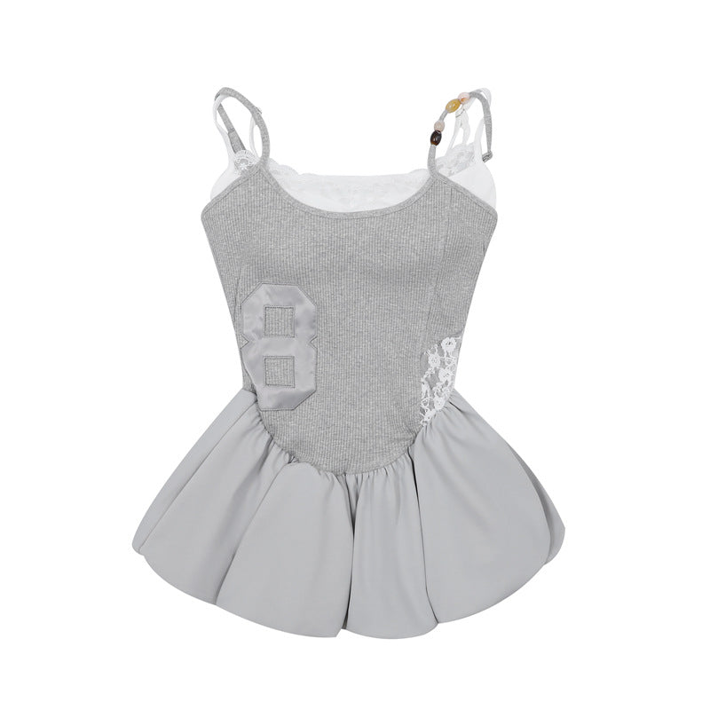 Zwoyren Ribbed Camisole Peplum Dress