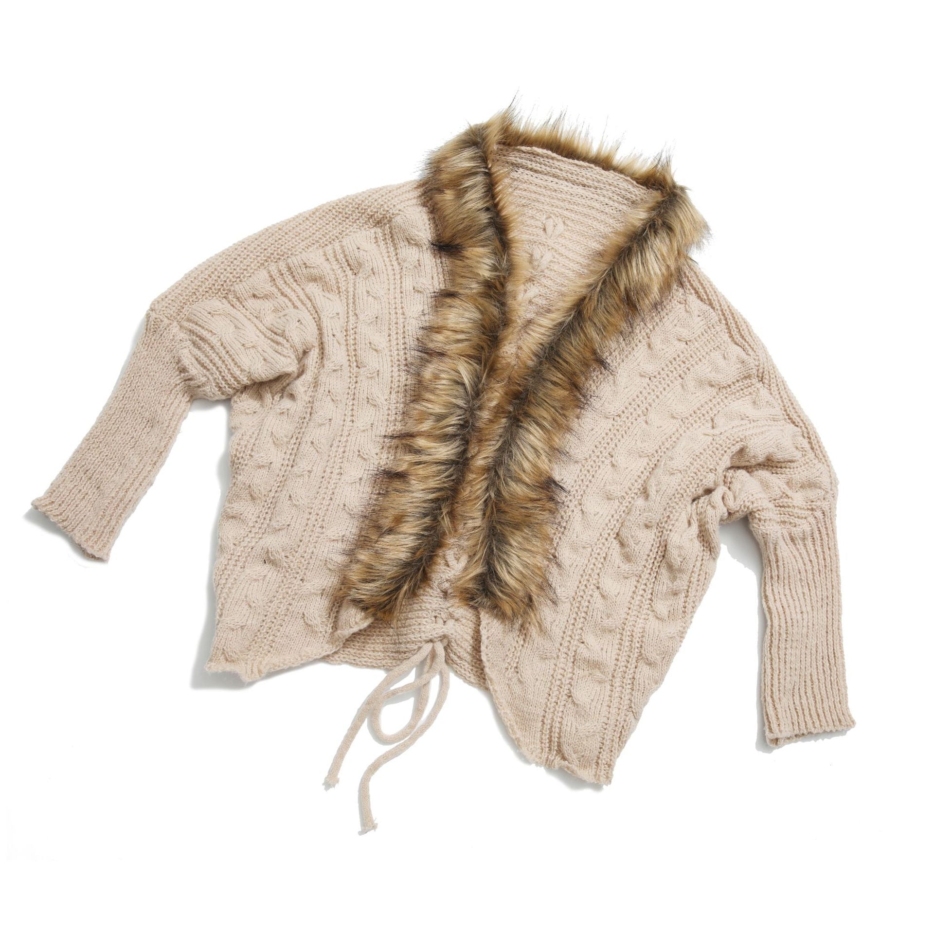 Zwoyren Cozy Fur-Trim Knit Cardigan