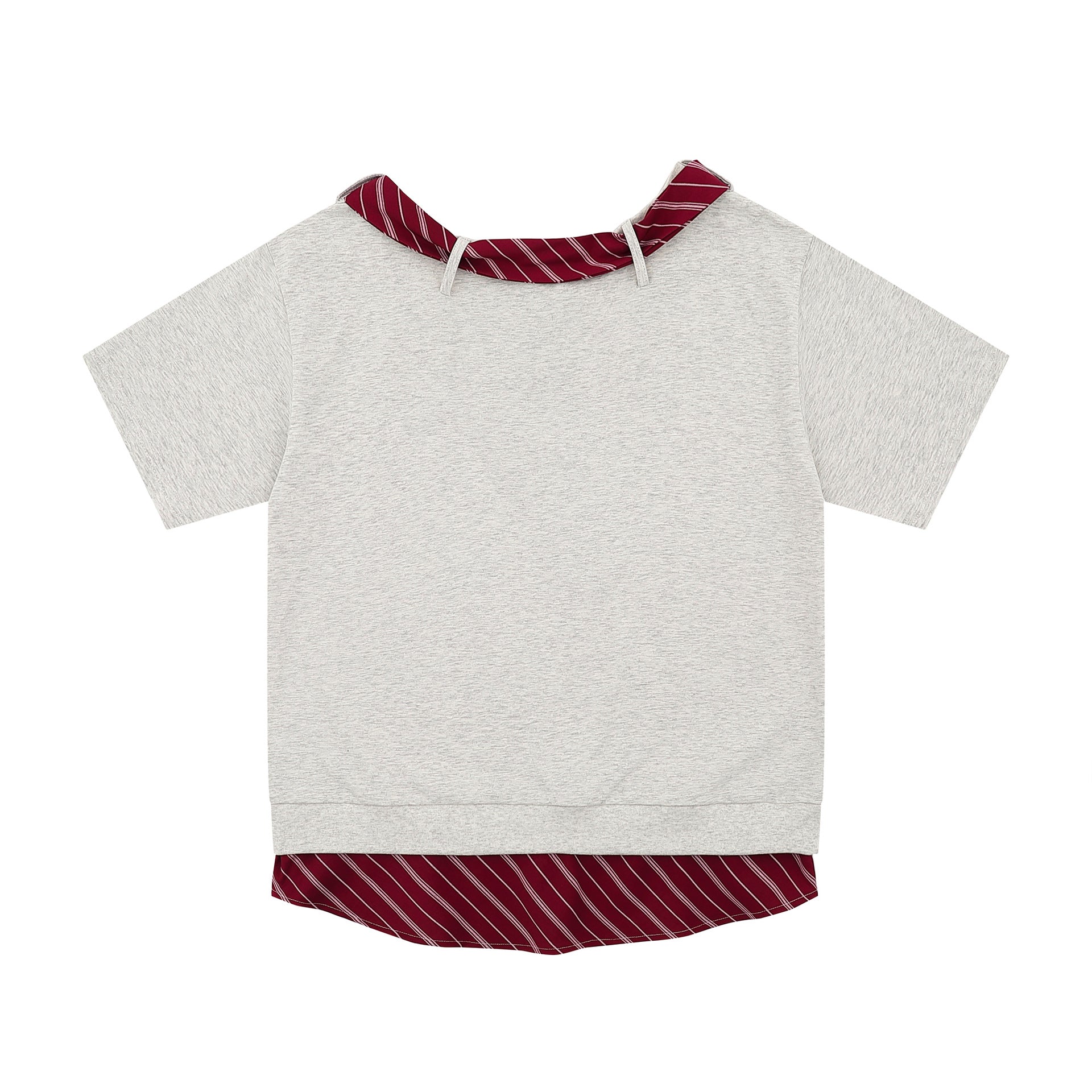 Zwoyren Red Stripe Tie Collar T-Shirt