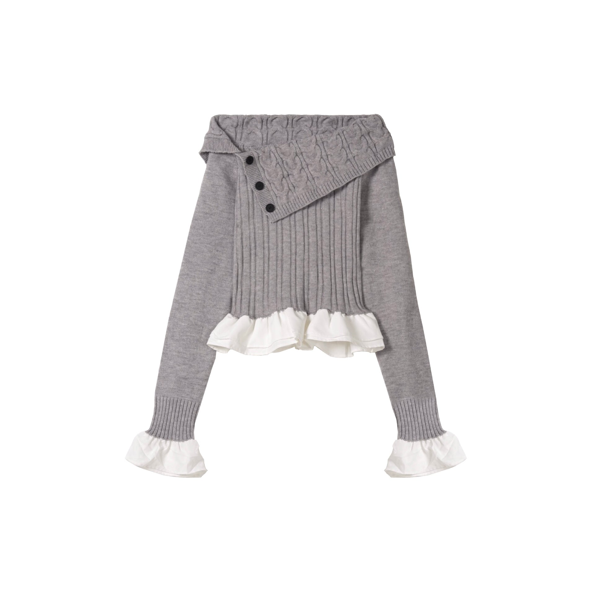 Zwoyren Buttoned Ruffle Knit Sweater