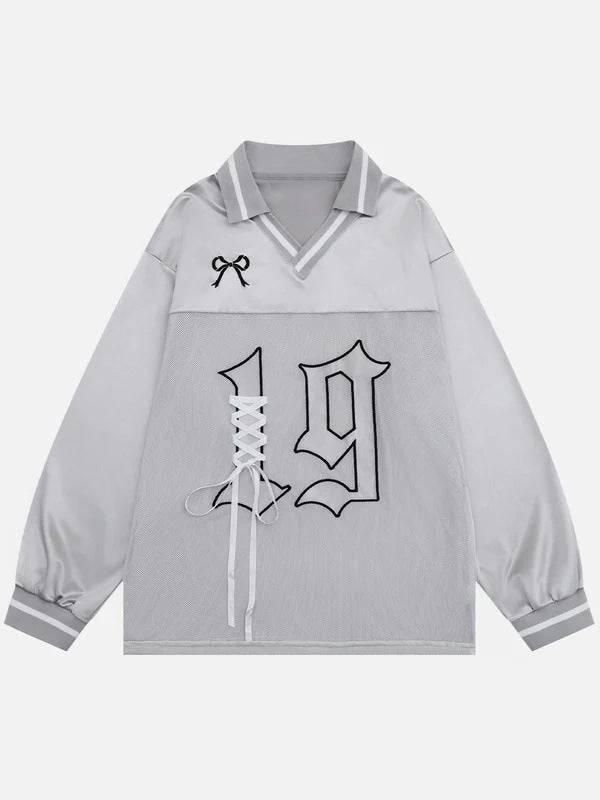 Zwoyren Badge Embroidery Number Sweatshirt