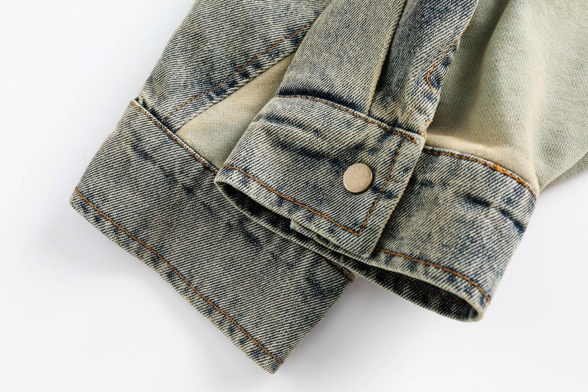 Detachable Sleeves Patchwork Denim Jacket