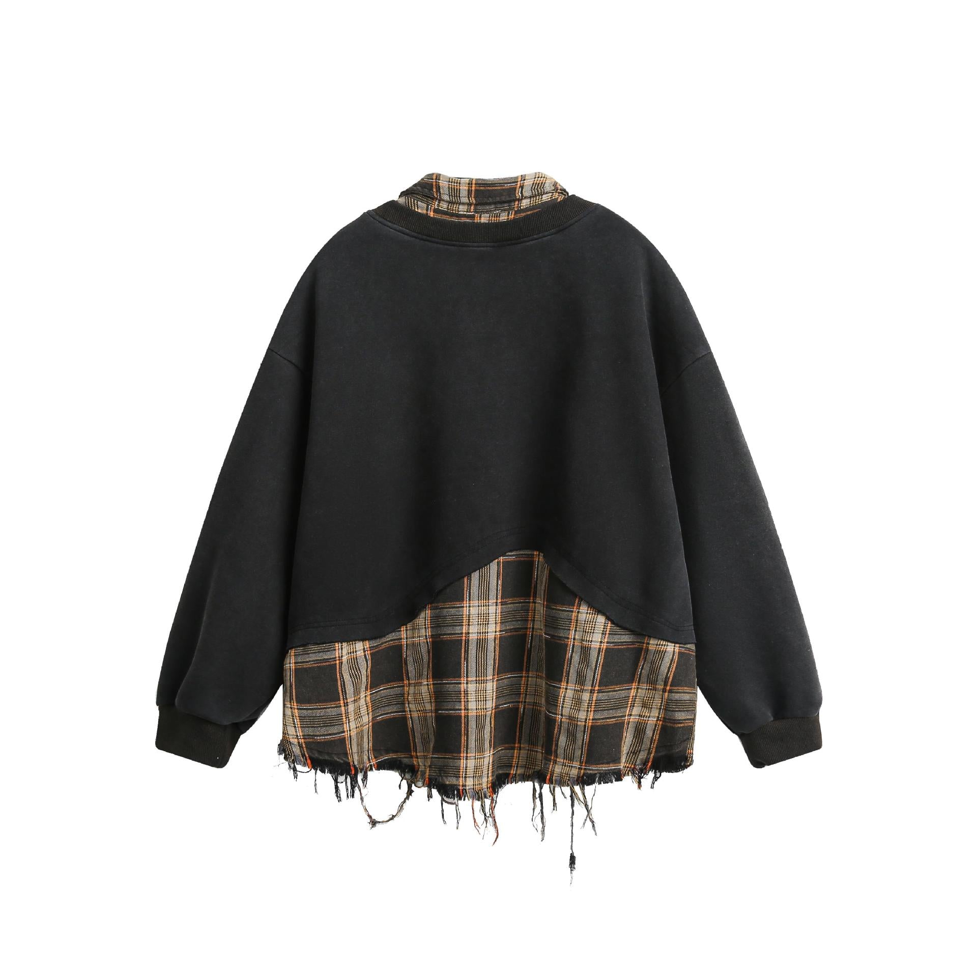 Zwoyren Layered Plaid Sweatshirt