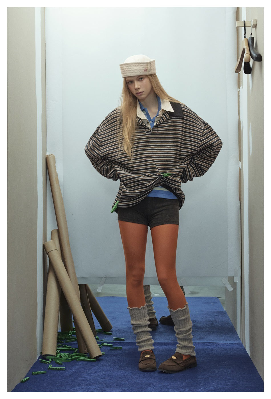 Zwoyren Retro Stripe Polo Sweatshirt