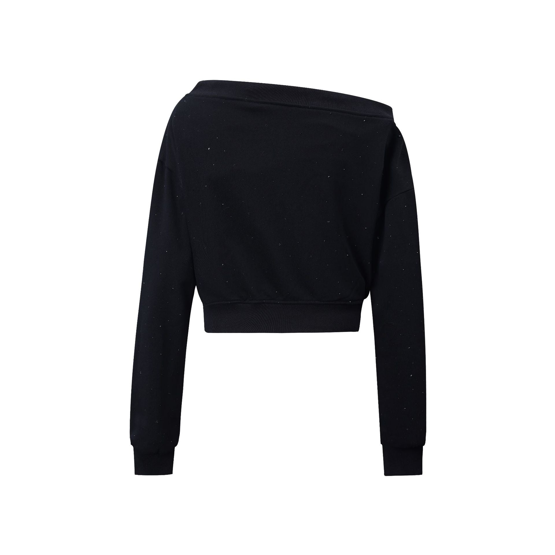 Zwoyren Hotfix Rhinestones Off-The-Shoulder Sweatshirt