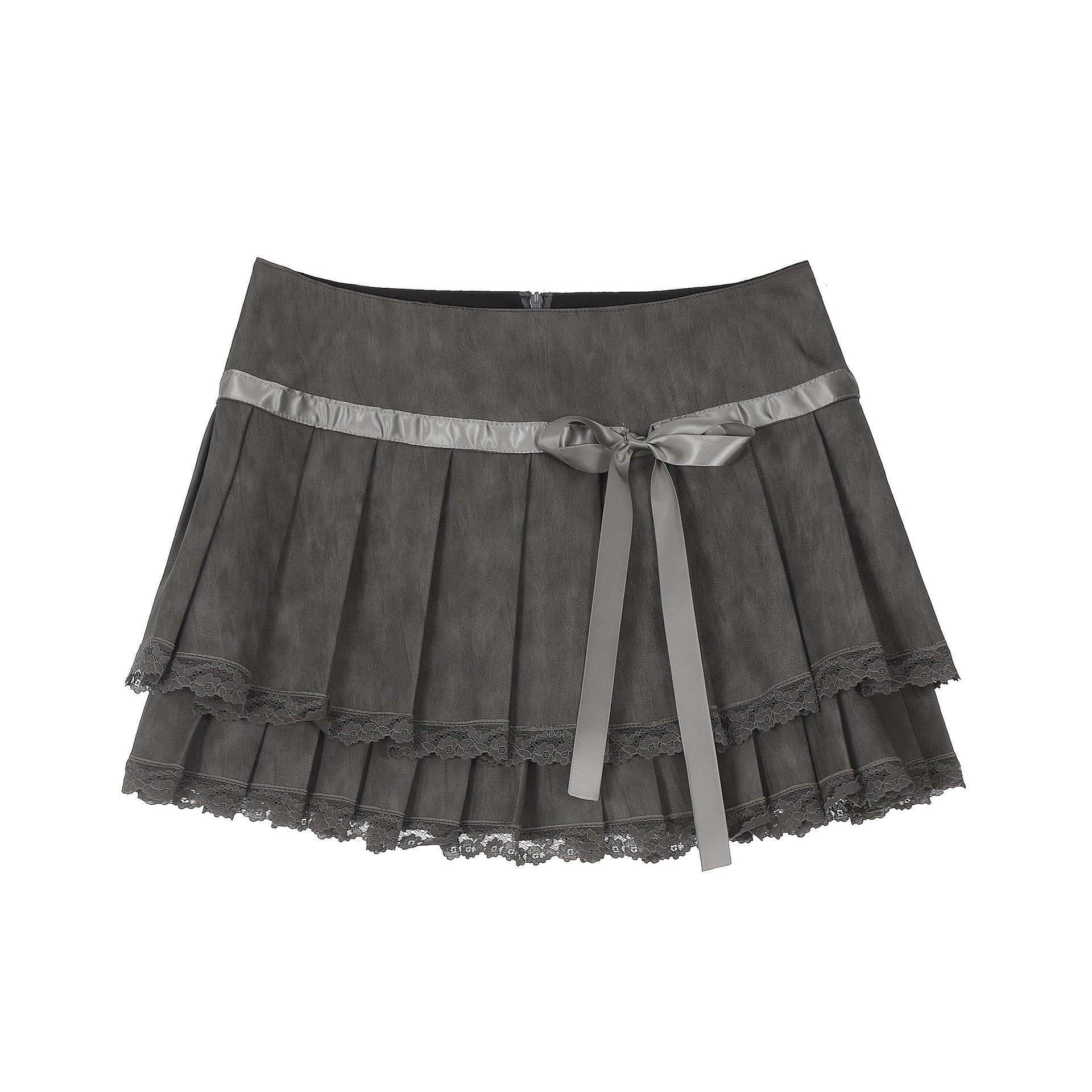 Zwoyren Lace Trim Pleated Skirt