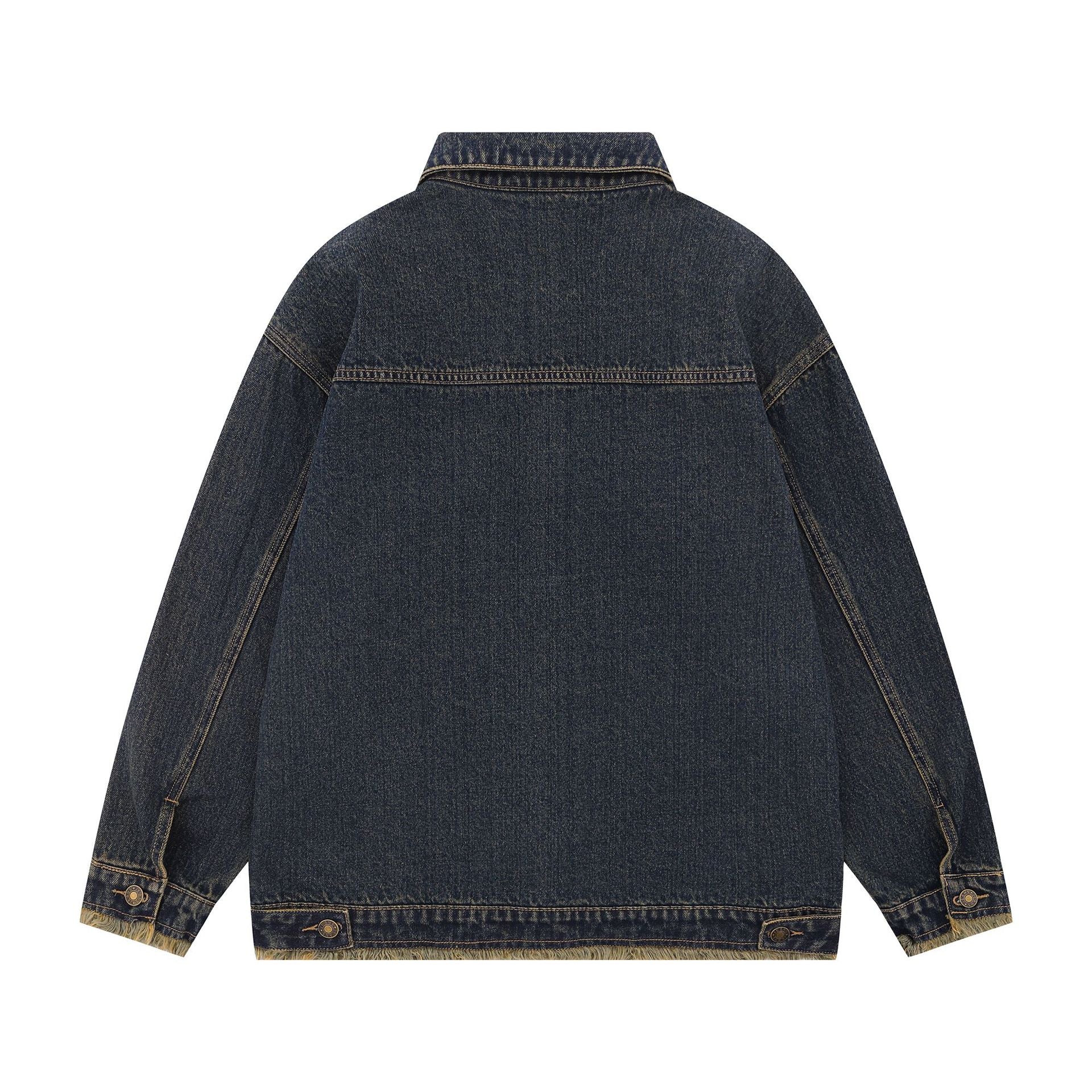 Zwoyren Crochet Floral Washed Denim Jacket