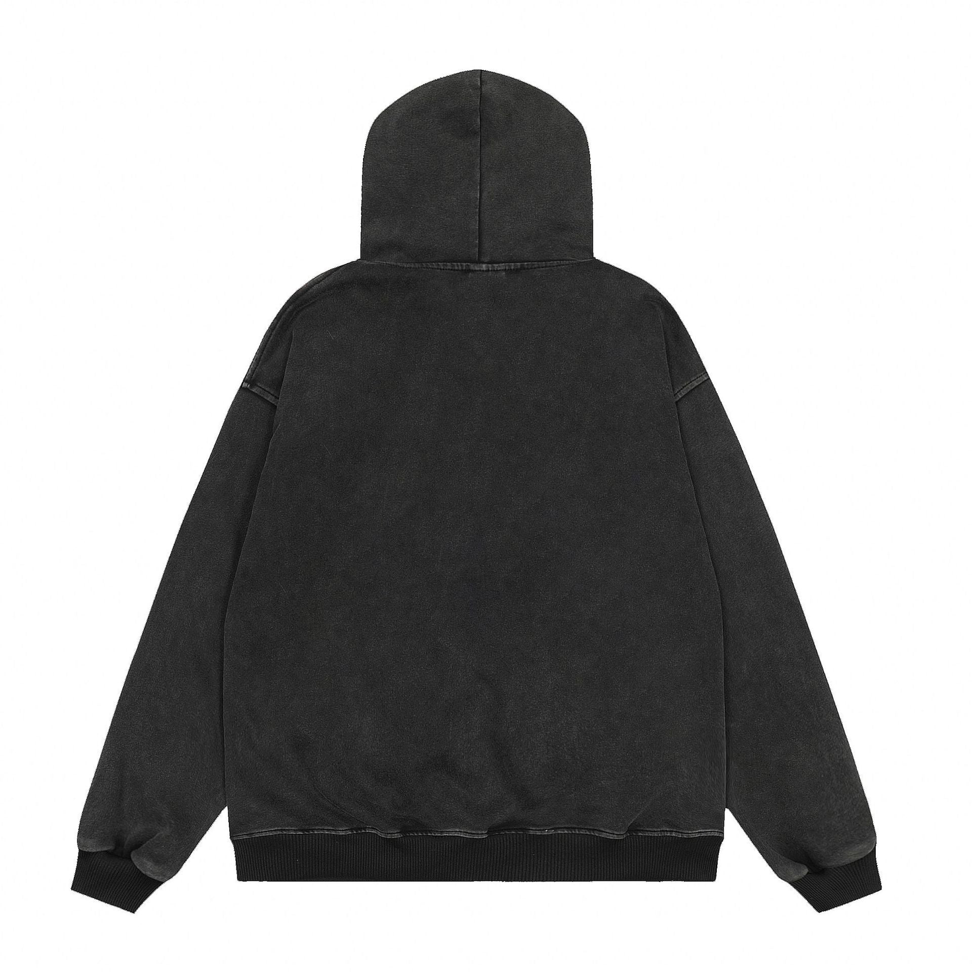Zwoyren Chain Print Fur Collar Zip Up Hoodie