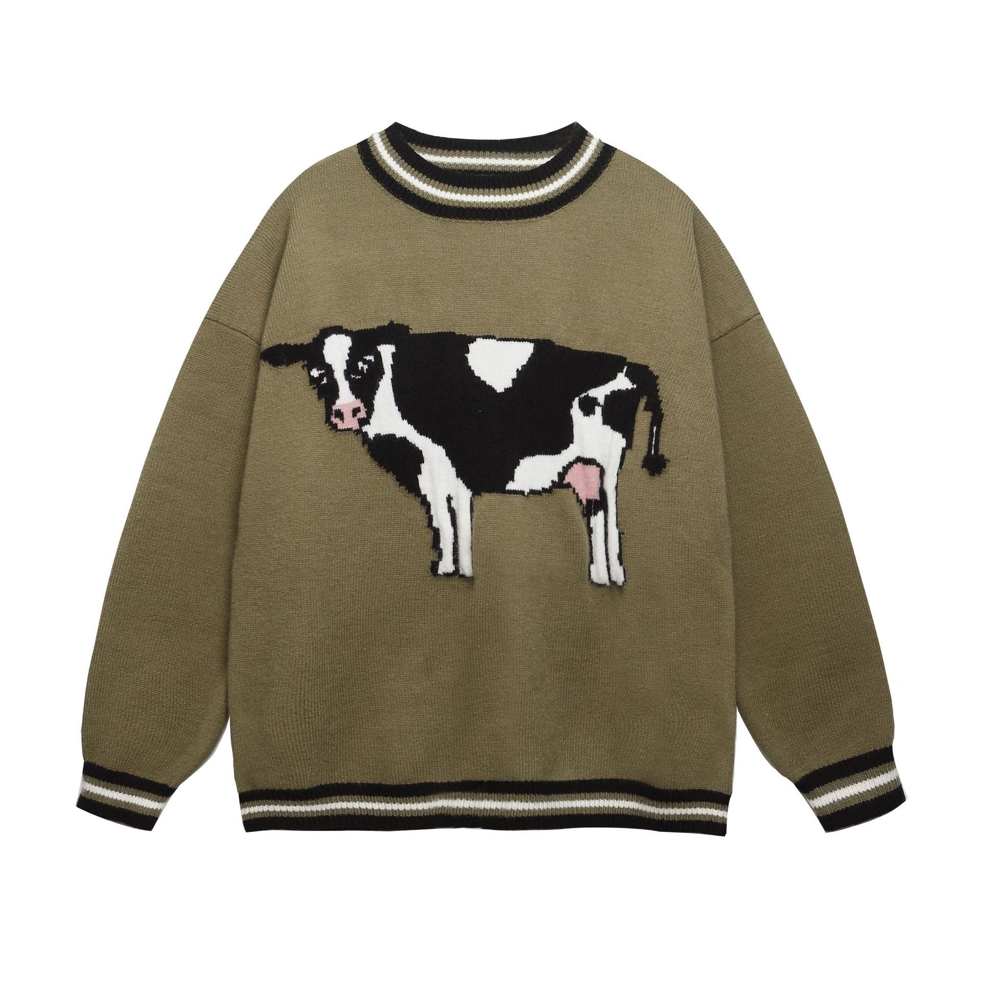 Zwoyren Cute Cow Crew Neck Sweater