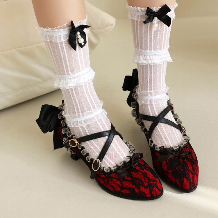 Zwoyren Lolita Princess Style Lace Heels