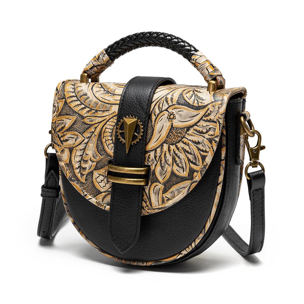 European Retro Crossbody Embossed Leather Bag