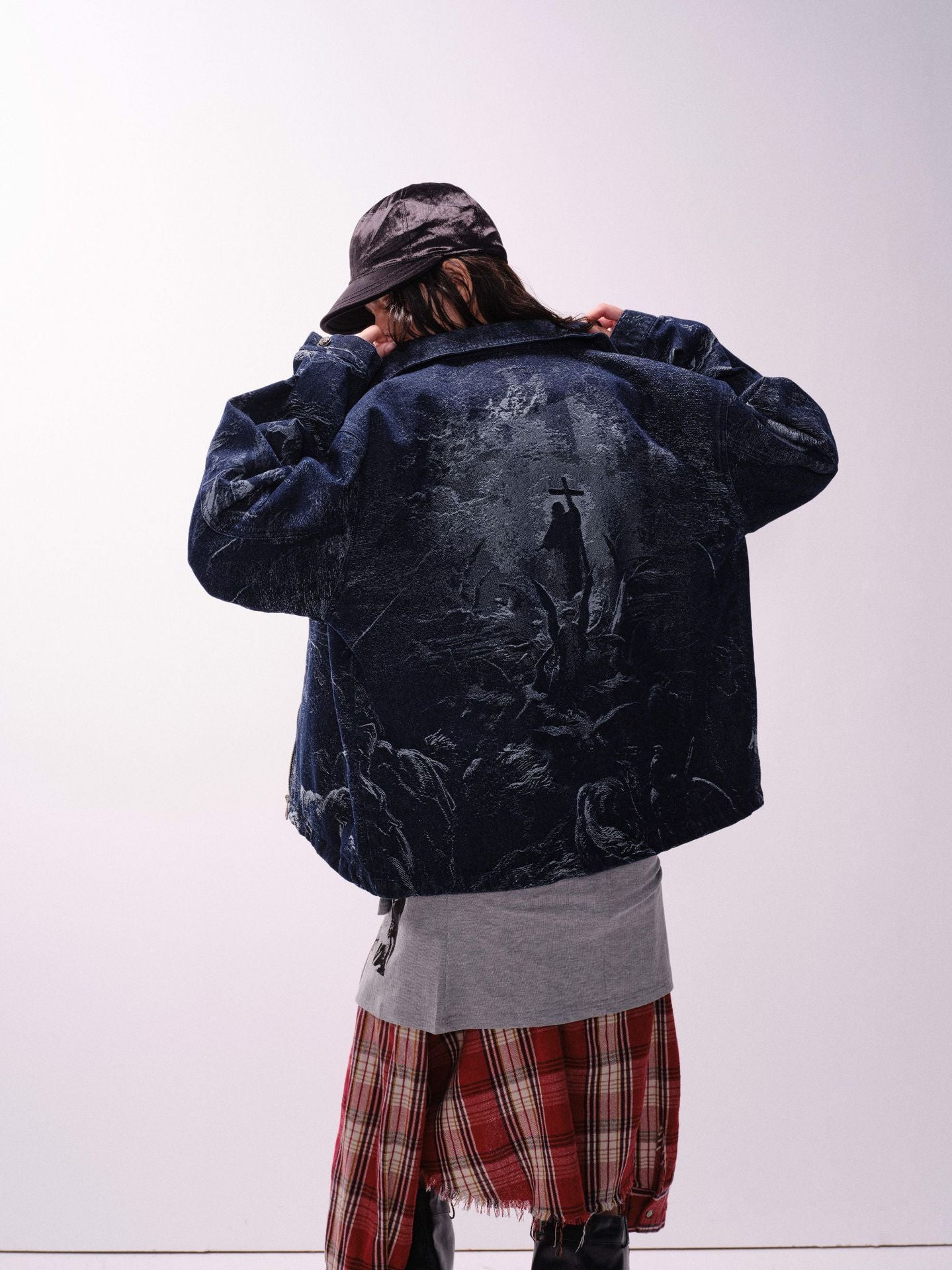 Zwoyren Holy Light Jacquard Textured Denim Jacket