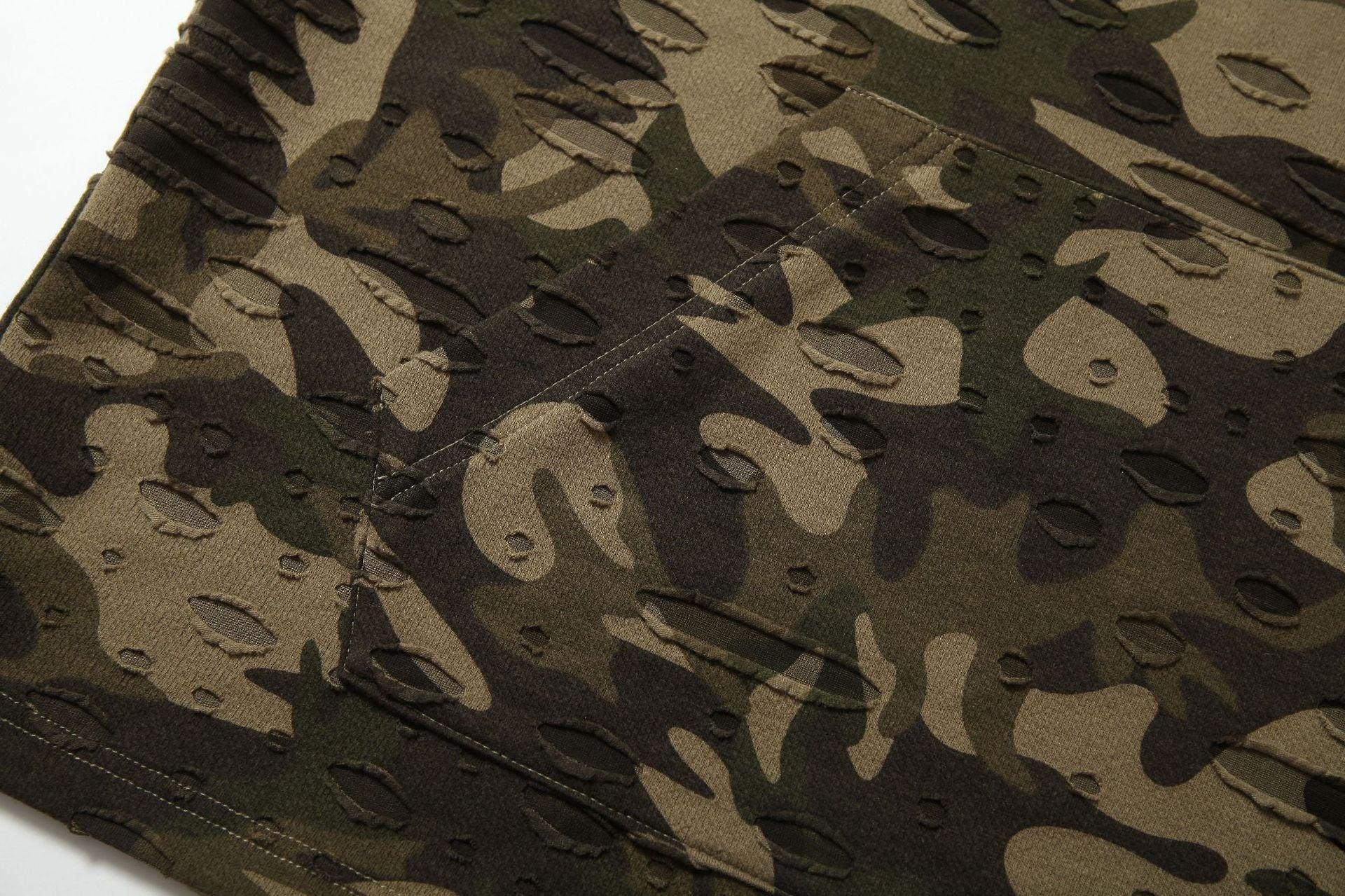 Zwoyren Distressed Camouflage Hoodie