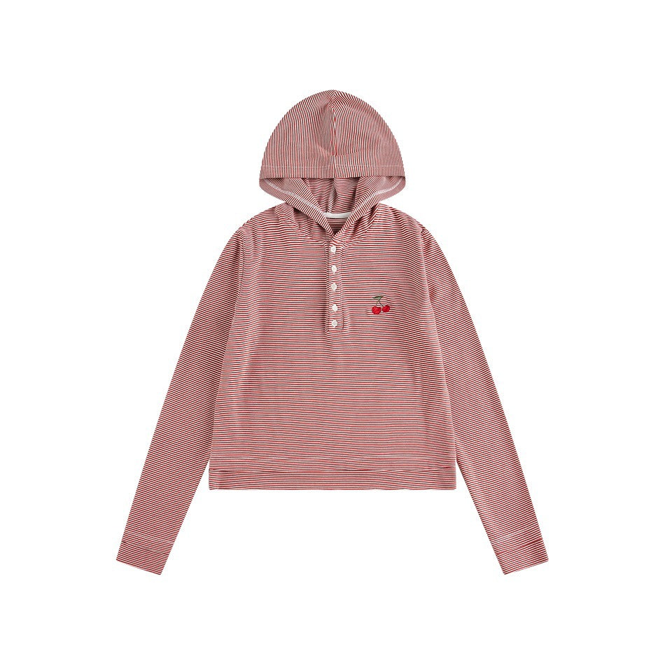Zwoyren Henley Striped Hoodie Sweatshirt
