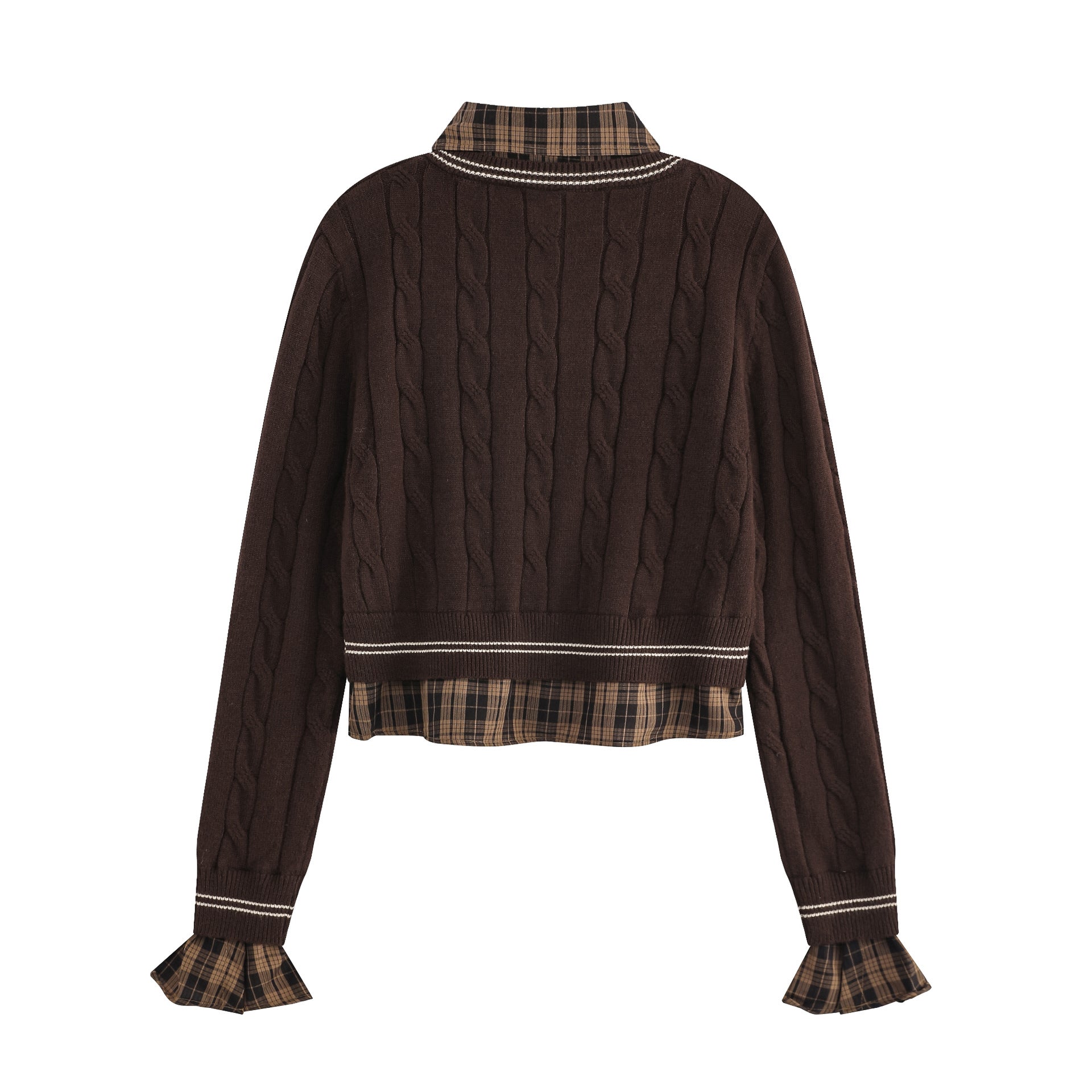 Zwoyren Plaid Accent Knit Sweater