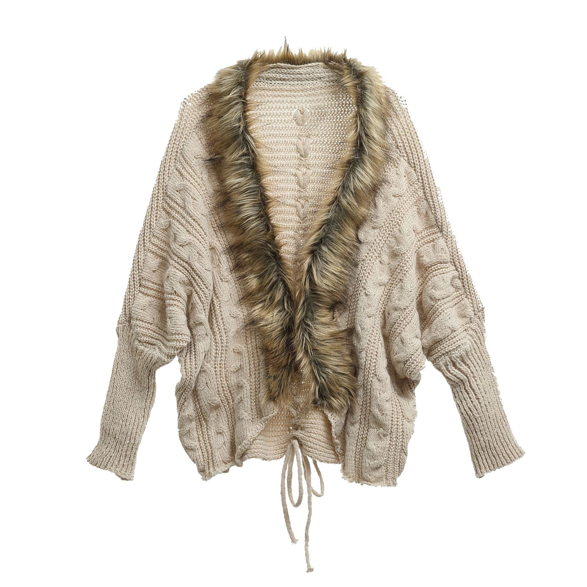 Zwoyren Cozy Fur-Trim Knit Cardigan