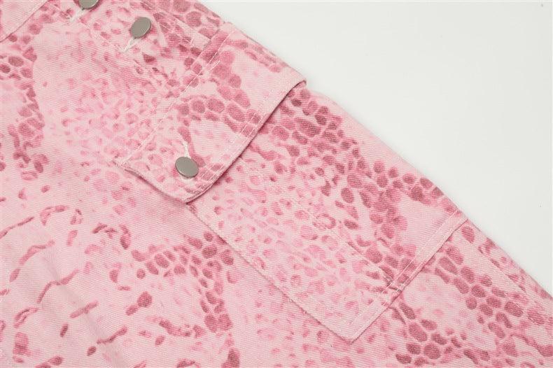 Zwoyren Pink Snake Pattern Overalls